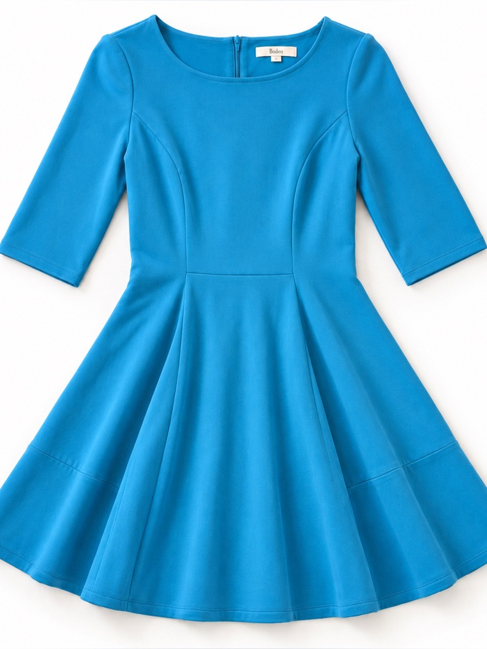 Boden Alice Ponte Fit & Flare Dress Turquoise Scoop Neck US 4R